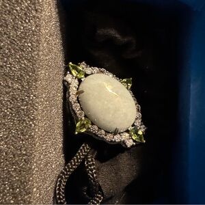 Jade of Yesteryear Sterling Silver, Jade and Green Gemstone Ring